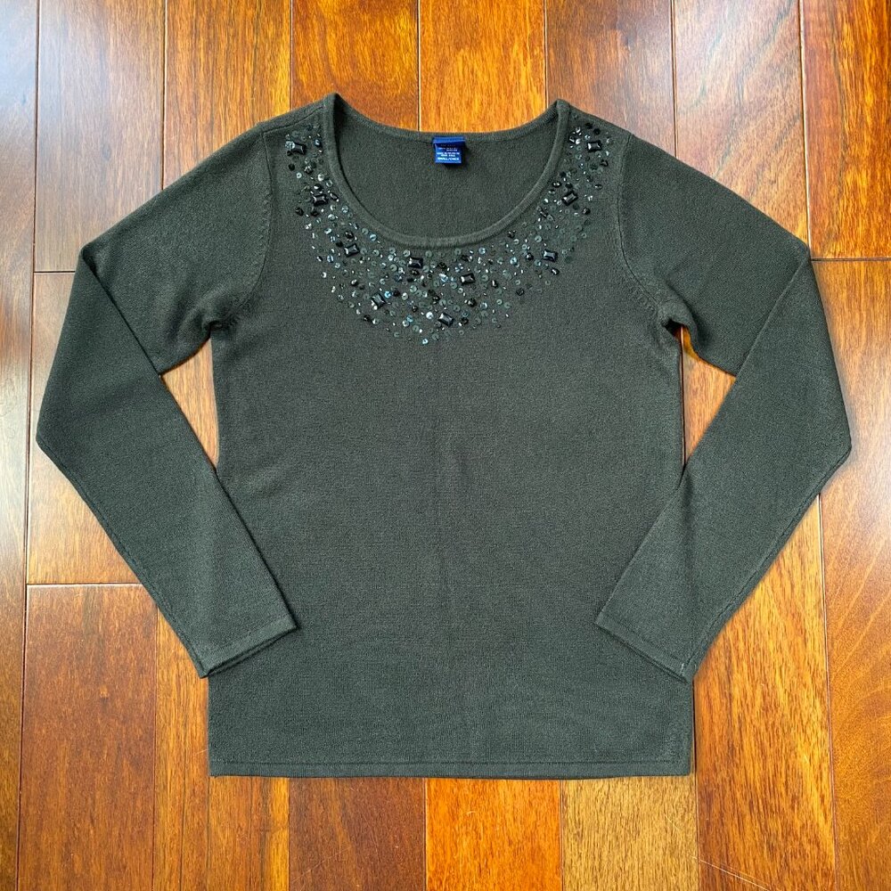 Basic Editions Sweater Pullover Embellished Sequi… - image 2